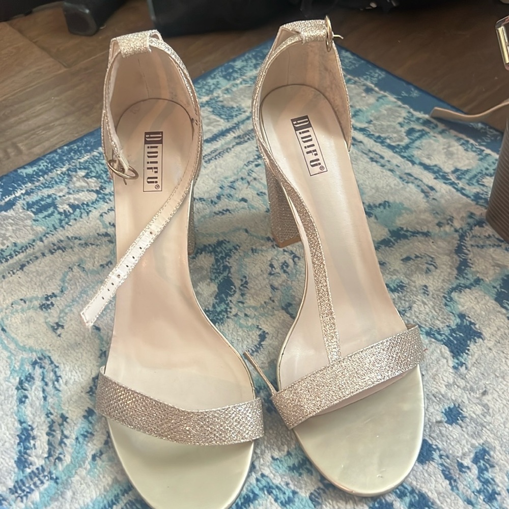 sparkle cream heels